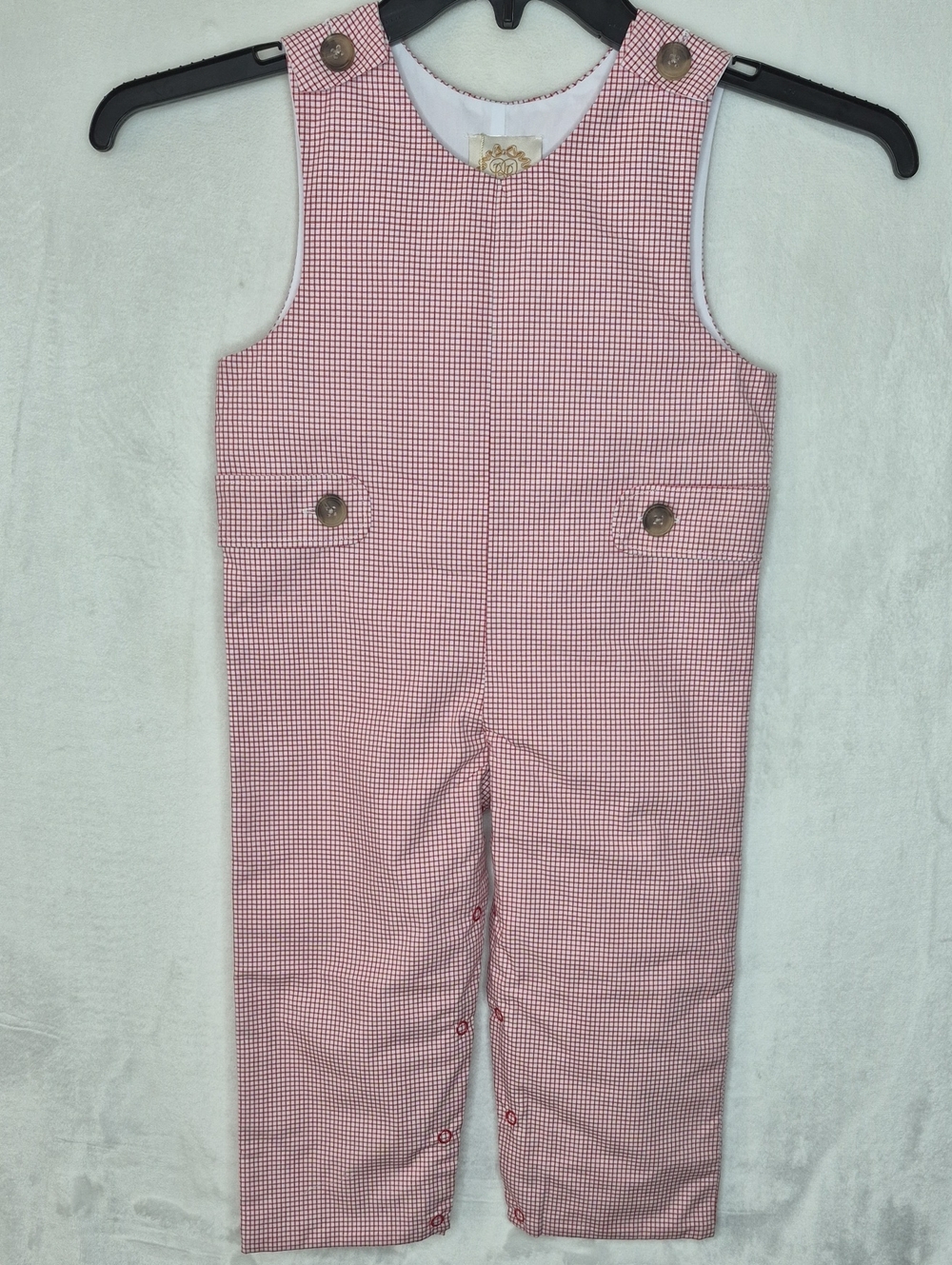 The Beaufort Bonnet Company Lawson Longall Red/White Gingham Overalls 2T NWT
